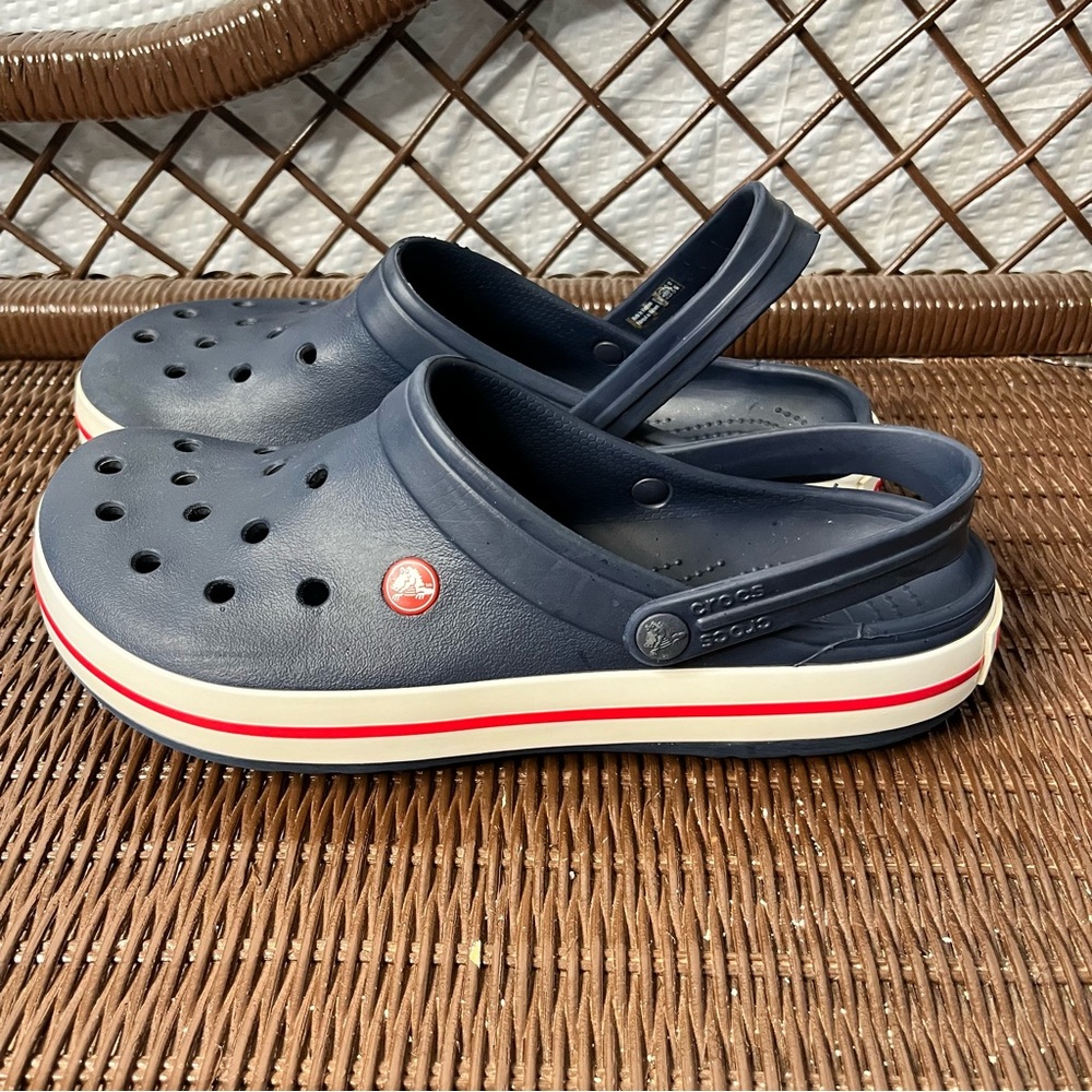 Crocs Unisex Crocband Clog Red White & Blue Men Size 11